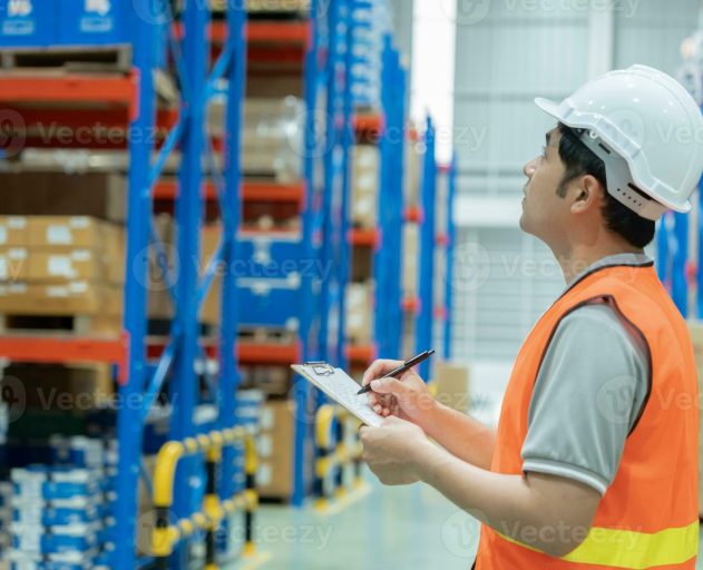 warehouse-worker-check-appearance-of-box-goods-in-inventory-and-check-stock-product-transport-logistic-business-shipping-and-delivery-to-customers-inspection-storehouse-storage-factory-photo